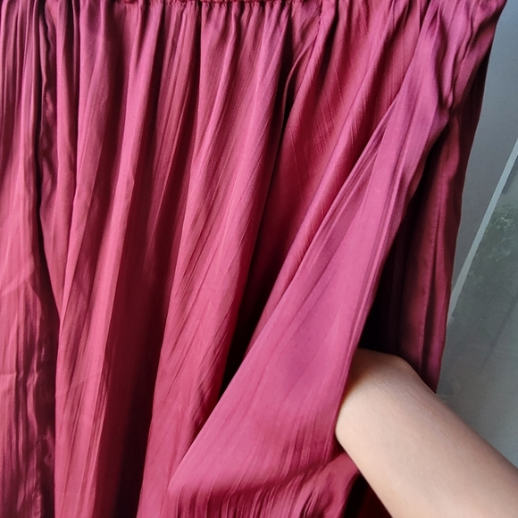 ANTHROPOLOGIE WINE BORD RUFFLED SKIRT SIZE XL ELASTIC WAIST 30" LONG POCKET - Picture 3 of 12